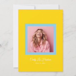 Blue Yellow Bold Minimal High School Photo Grad Meddelande