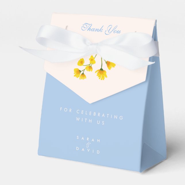 Blue & Yellow buttercup Wedding Presentaskar (Framsidan Sidan)