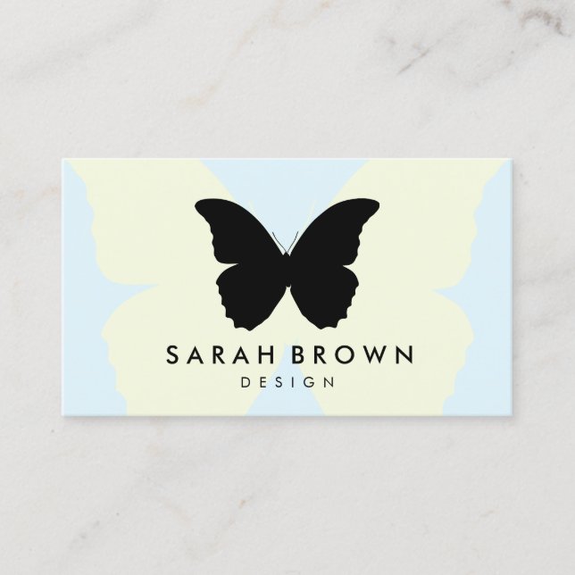 Blue & Yellow Butterfly | Elegant Professional Visitkort (Framsida)