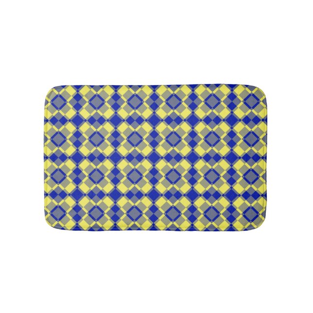 Blue Yellow Checker Argyle Pattern Badrumsmatta (Framsidan)