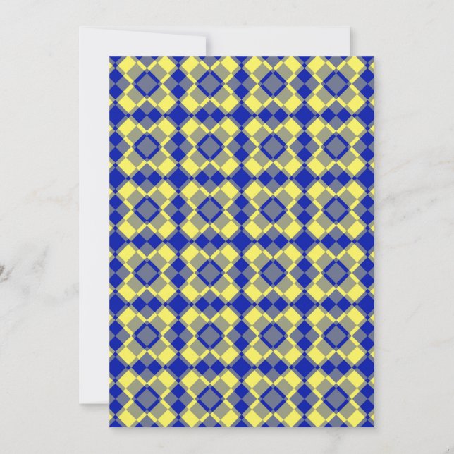 Blue Yellow Checker Argyle Pattern Inbjudningar (Framsida)
