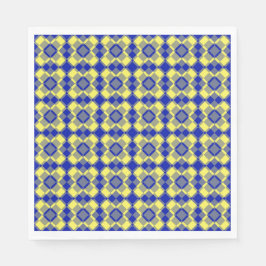 Blue Yellow Checker Argyle Pattern Paper Napkin Pappersservett