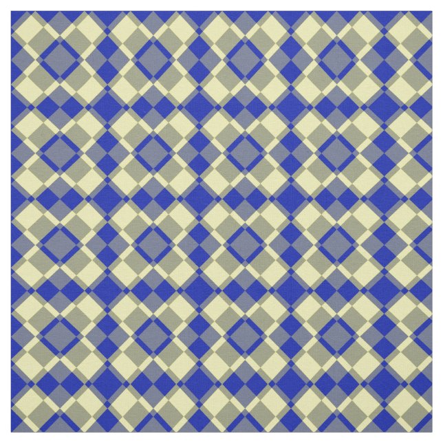 Blue Yellow Checker Argyle Pattern Tyg (Provkarta)