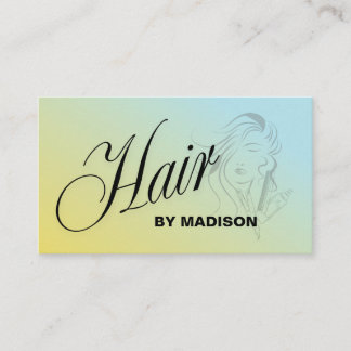 Blue Yellow Hair Stylist QR Code  Business Card Visitkort