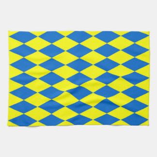 Blue Yellow Harlequin Checkered Design Kökshandduk