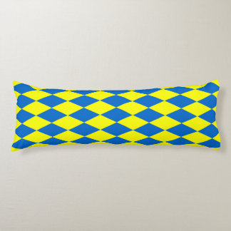 Blue Yellow Harlequin Checkered Design Kroppskudde
