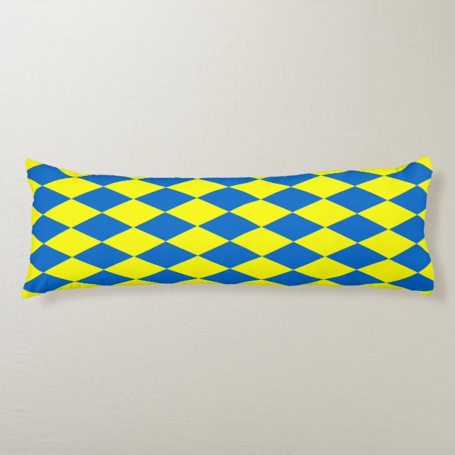Blue Yellow Harlequin Checkered Design  Kroppskudde (Framsidan)