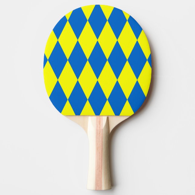 Blue Yellow Harlequin Checkered Design  Pingisracket (Framsidan)