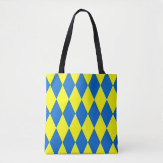 Blue Yellow Harlequin Checkered Design Tygkasse
