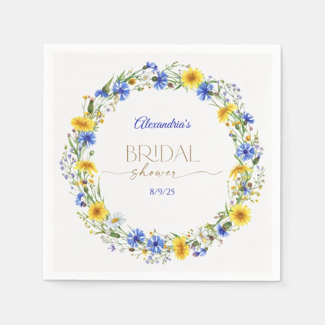 Blue Yellow Lavender Wildflower Wreath Pappersservett (Framsidan)
