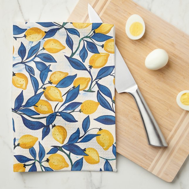 Blue & Yellow Lemon Kitchen Towel Kökshandduk (Vikt i Fjärdedel)