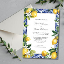 Blue Yellow Lemon Mediterranean Tile Wedding
