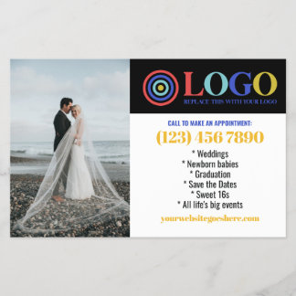 Blue Yellow Logo Photos Promo Small Business Flygblad