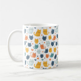 Blue Yellow Orange Kawaii Cat Pattern Cat Lover Kaffemugg