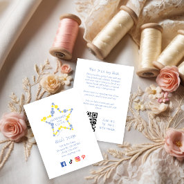 Blue & Yellow Original Buttons Star Handmade Love Visitkort