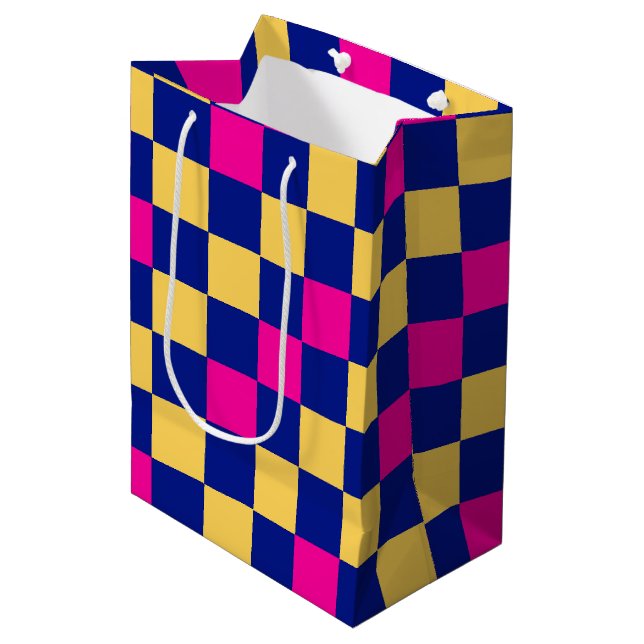 Blue Yellow Pink Checkered Pattern Design  (Framsidan Vinklad)