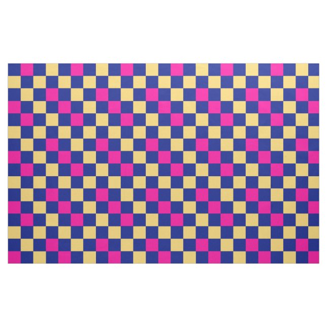 Blue Yellow Pink Checkered Pattern Design  Tyg (Fat Quarter)