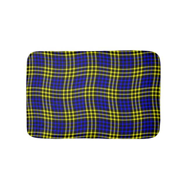Blue Yellow Plaid Checker Seamless Pattern Badrumsmatta (Framsidan)