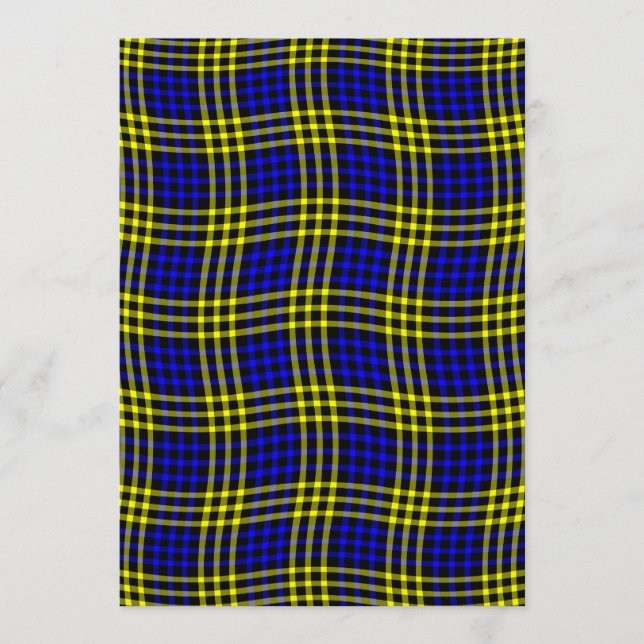 Blue Yellow Plaid Checker Seamless Pattern Inbjudningar (Framsida)
