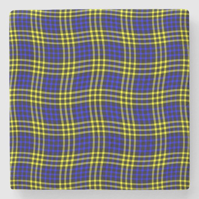 Blue Yellow Plaid Checker Seamless Pattern Stenunderlägg (Framsidan)