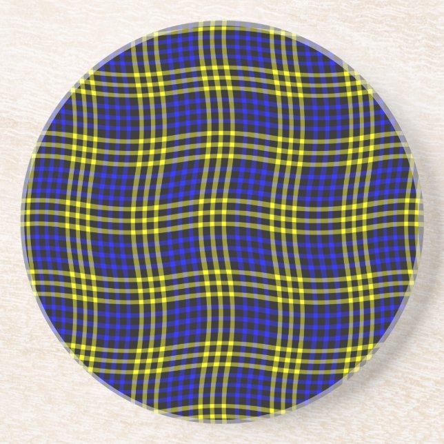Blue Yellow Plaid Checker Seamless Pattern Underlägg (Framsidan)