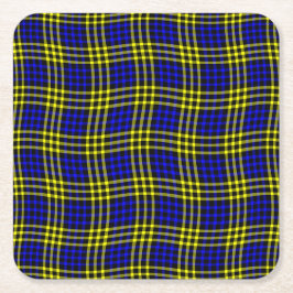 Blue Yellow Plaid Checker Seamless Pattern Underlägg Papper Kvadrat