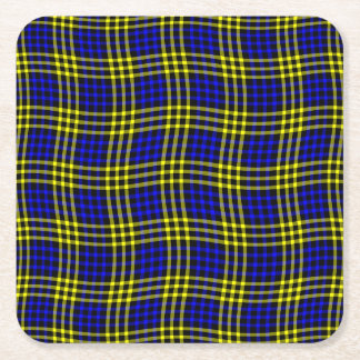 Blue Yellow Plaid Checker Seamless Pattern Underlägg Papper Kvadrat