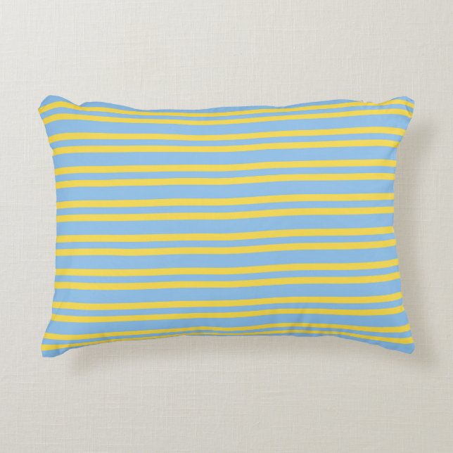 Blue Yellow Stripes Seamless Pattern Prydnadskudde (Framsidan)