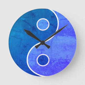 Blue Yin Yang Art Rund Klocka