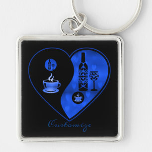 Blue Yin & Yang Coffee & Vin Nyckelring