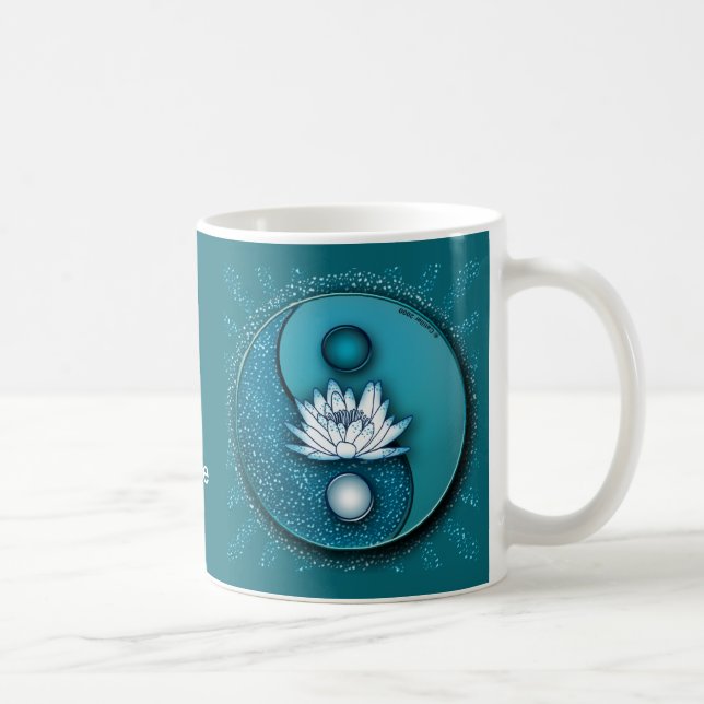 Blue Yin Yang Lotus Kaffemugg (Höger)