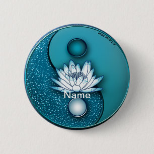 Blue Yin Yang Lotus Knapp