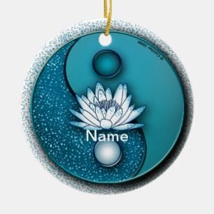 Blue Yin Yang Lotus ornament