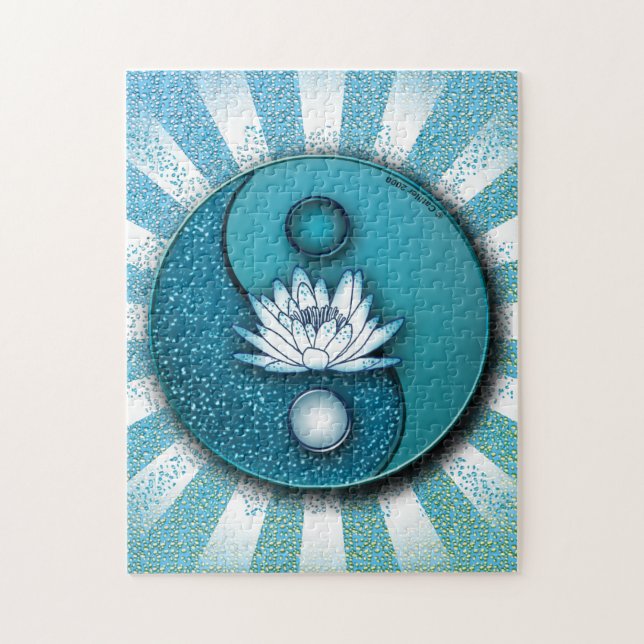 Blue Yin Yang Lotus Pussel (Vertikal)