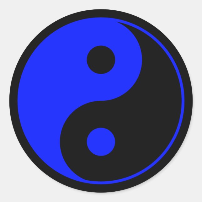 Blue Yin Yang Sticker Runt Klistermärke (Framsida)