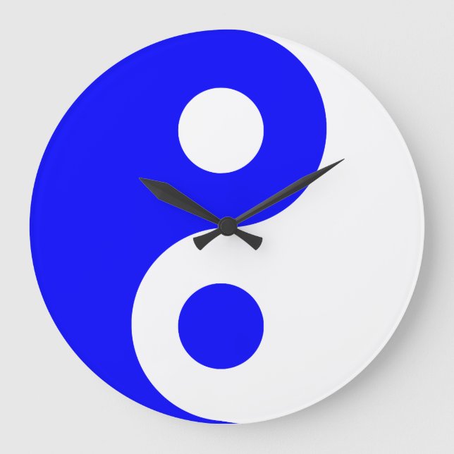 Blue Yin Yang Symbol Stor Klocka (Framsida)