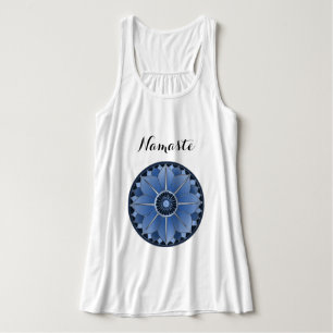 Blue Yoga Namaste Typography Mandala Lotus Anpassn Linne Med Racerback
