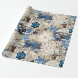 Blue Yuletide Fantasy Wrapping Papper Presentpapper