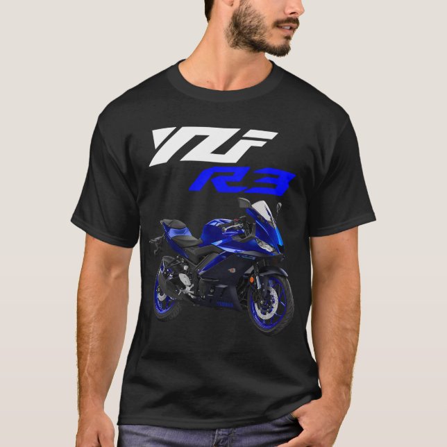 Blue YZF-R3 Sportscycle Motorcycle T Shirt (Framsida)