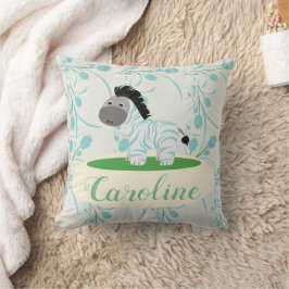 Blue Zebra Baby Nursery Pillow Kudde