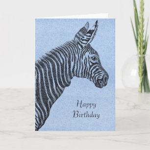 Blue Zebra Birthday Kort
