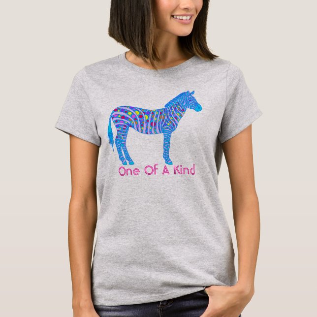 Blue Zebra Dots Rand ett slags Roligt Tee Shirt (Framsida)