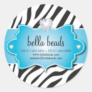 Blue Zebra Jewelry Designer Stickers Runt Klistermärke