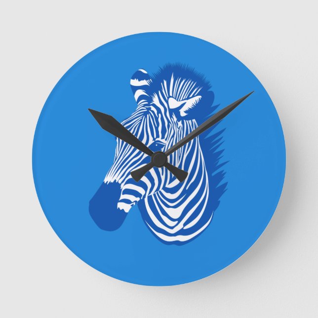Blue Zebra Rund Klocka (Framsida)