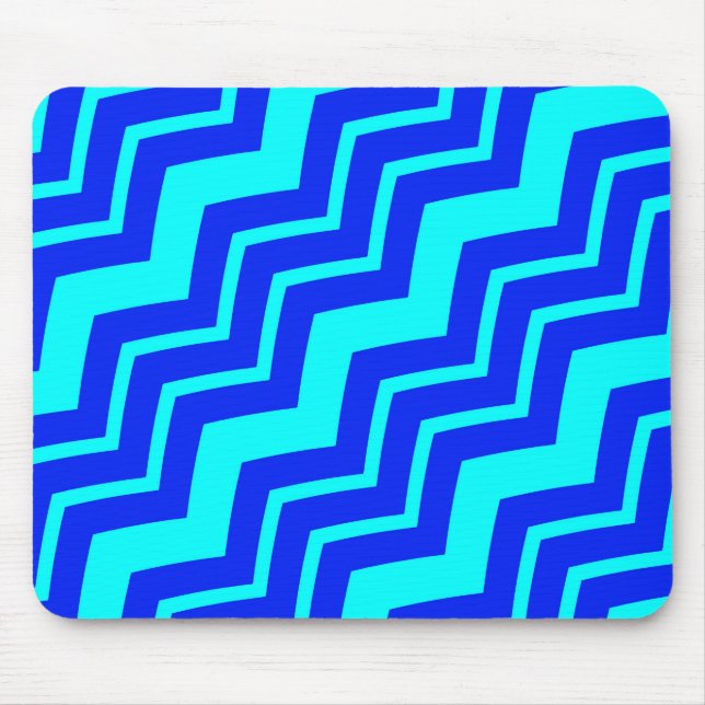 Blue Zig Zag Chevron Mönster Design Musmatta (Framsidan)