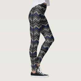 Blue Zig Zag med Black Striping...RA Leggings
