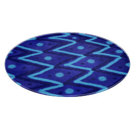 Blue Zig Zags Dots Funky Pattern 