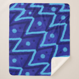 Blue Zig Zags Dots Funky Pattern 