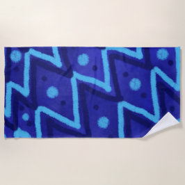 Blue Zig Zags Dots Funky Pattern 