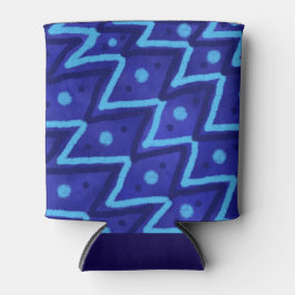 Blue Zig Zags Dots Funky Pattern 